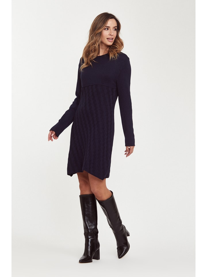 Sukienka dzianinowa "Ciste" w kolorze granatowym