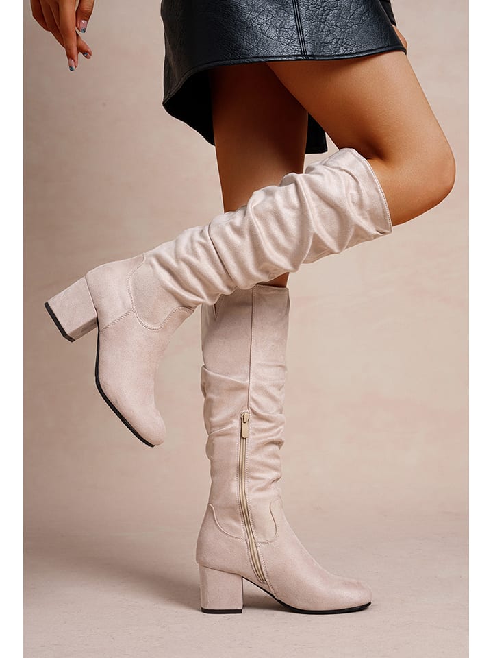 Foreverfolie Kozaki w kolorze beżowym rozmiar: 41