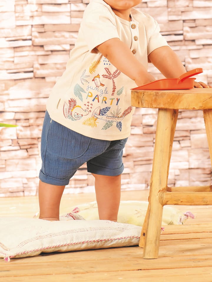 Petit Beguin 2-częściowy zestaw w kolorze niebiesko-kremowym rozmiar: 80