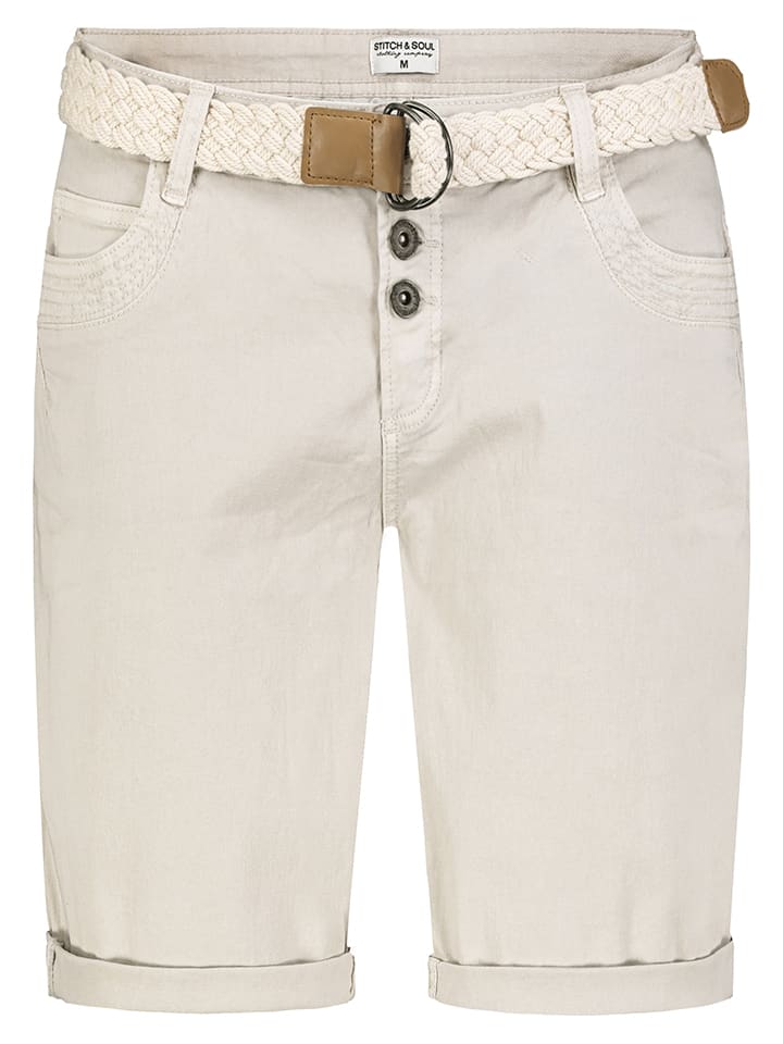 Stitch & Soul Bermudy w kolorze kremowym rozmiar: L