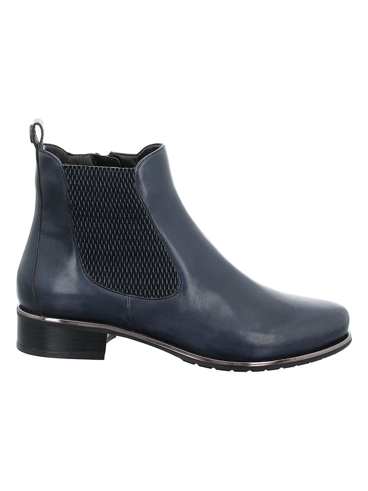 Skórzane sztyblety "Carla" w kolorze granatowym