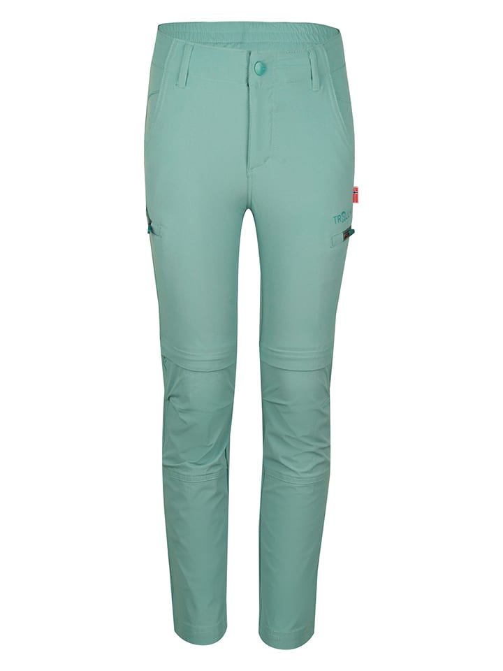 Trollkids Spodnie trekkingowe Zipp-Off "Kjerag Zip" w kolorze zielonym rozmiar: 104