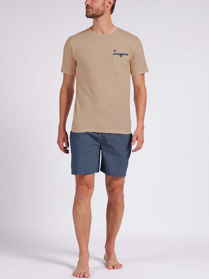 Daniel Hechter Piżama w kolorze beżowo-granatowym rozmiar: L