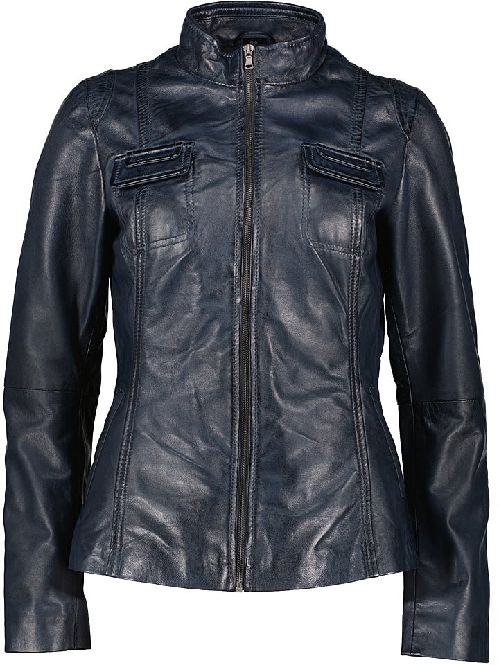 Caminari Skórzana kurtka "Lome" w kolorze granatowym rozmiar: 38