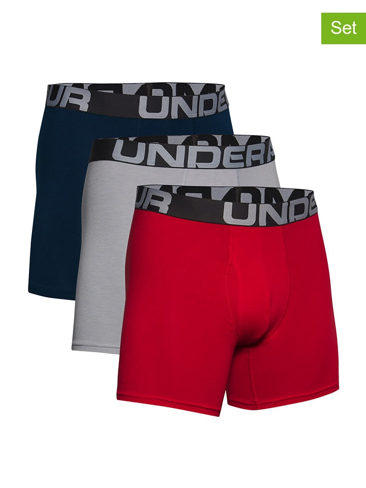 Under Armour Bokserki (3 pary) w kolorze czarnym, szarym i czerwonym rozmiar: M