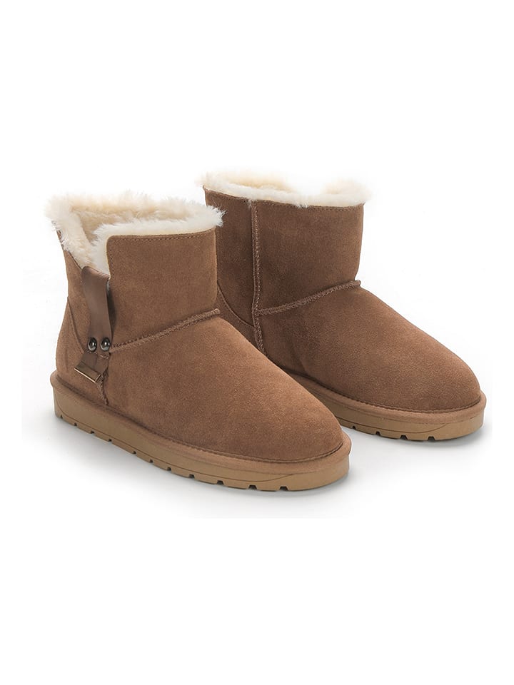 NICEBAY Skórzane botki zimowe "Labia" w kolorze jasnobrązowym rozmiar: 39