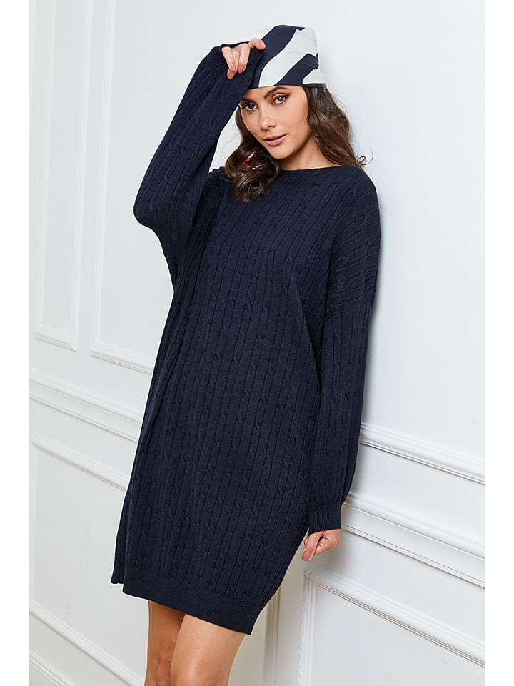 So Cachemire Sukienka dzianinowa "Darel" w kolorze granatowym rozmiar: M