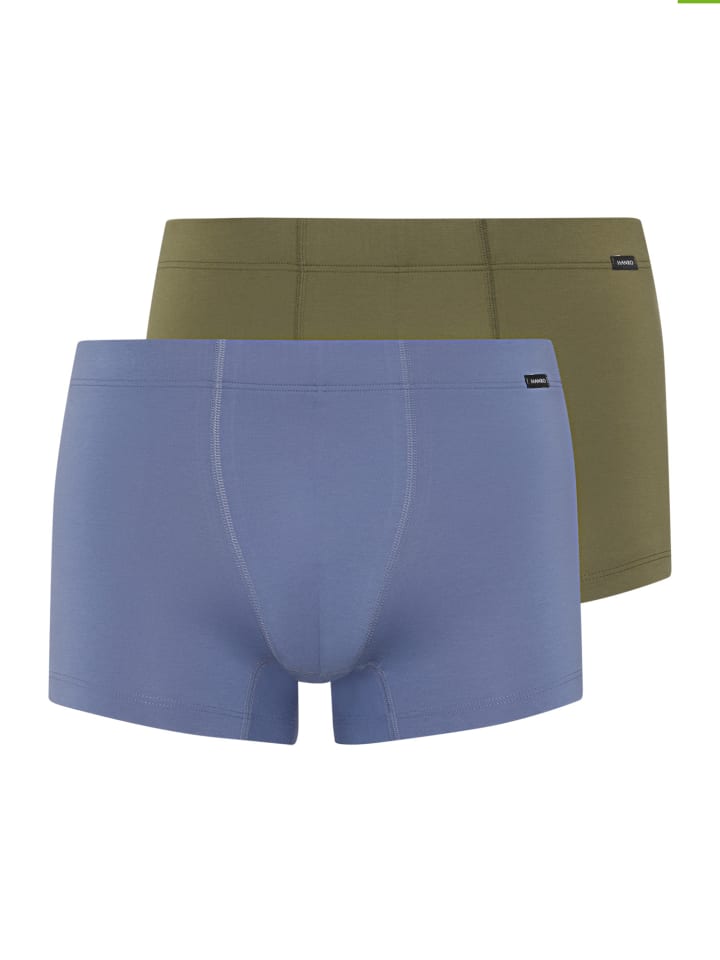 Hanro Bokserki (2 pary) w kolorze niebieskim i oliwkowym rozmiar: XL