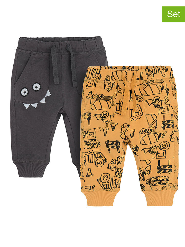 COOL CLUB Spodnie dresowe (2 pary) w kolorze antracytowym i musztardowym rozmiar: 74