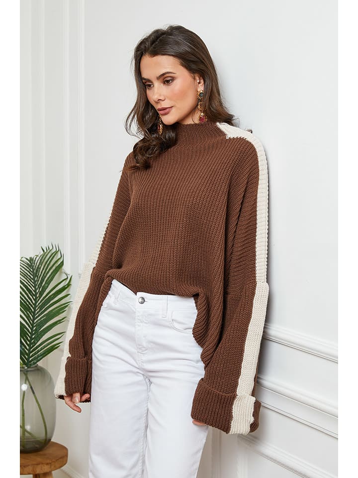 Joséfine Sweter "Enif" w kolorze brązowym rozmiar: L