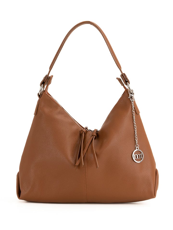 Mia Tomazzi Skórzany shopper bag "Oderzo" w kolorze jasnobrązowym - 43 x 29 x 8 cm rozmiar: onesize