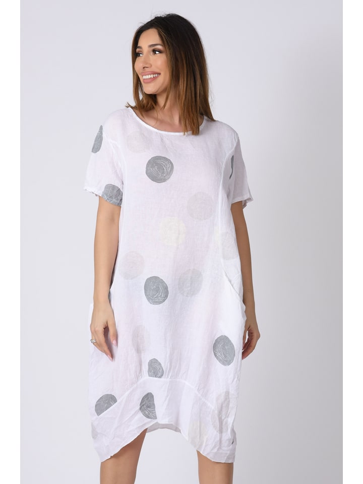 Plus Size Company Lniana sukienka "Lea" w kolorze białym rozmiar: 52/54