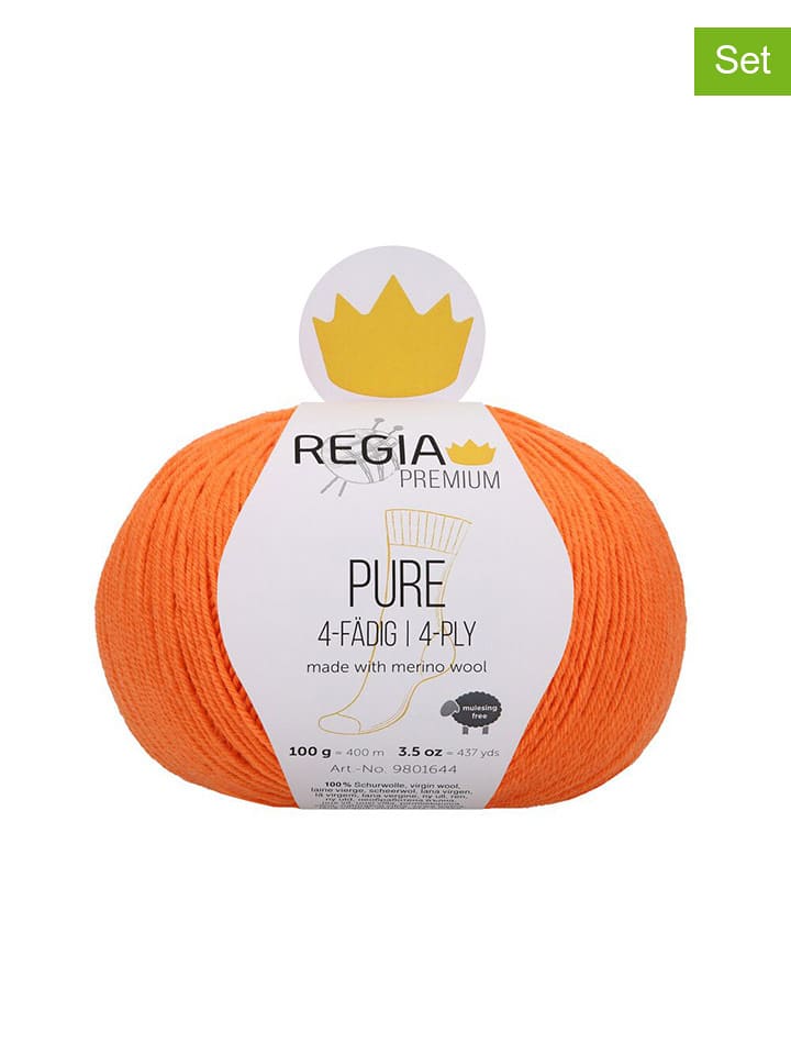 Regia Przędza wełniana (5 szt.) "Premium Pure" w kolorze pomarańczowym - 5 x 100 g rozmiar: onesize