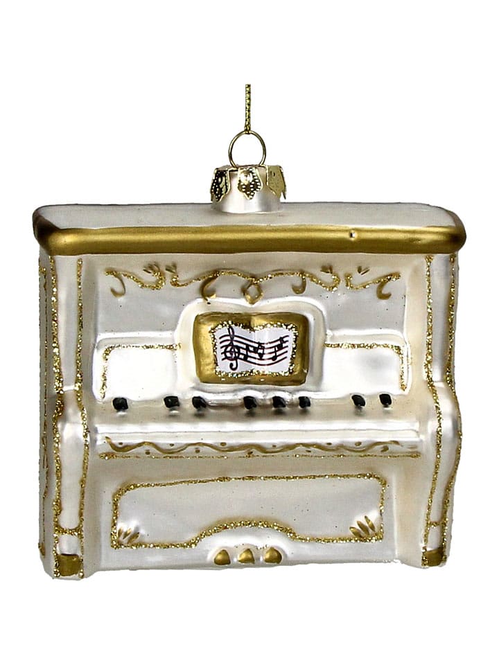 Kersten Ozdoba choinkowa "Vintage Piano" w kolorze kremowym - wys. 9,5 cm rozmiar: onesize