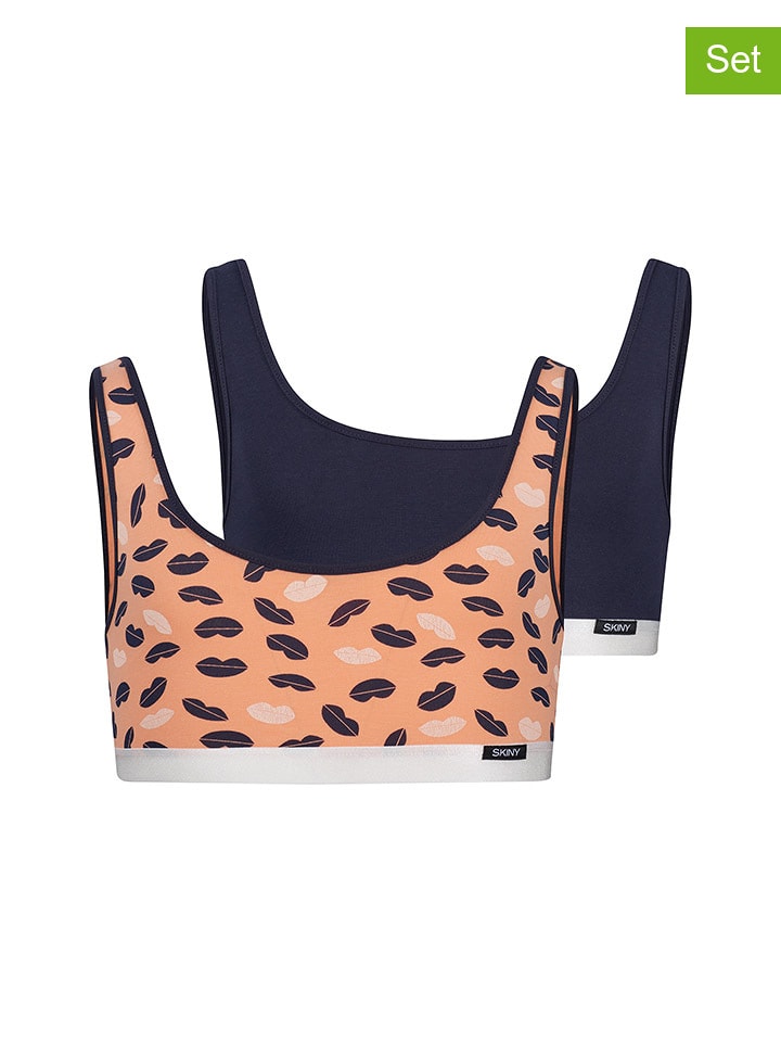 Skiny Topy (2 szt.) w kolorze pomarańczowo-granatowym rozmiar: 176