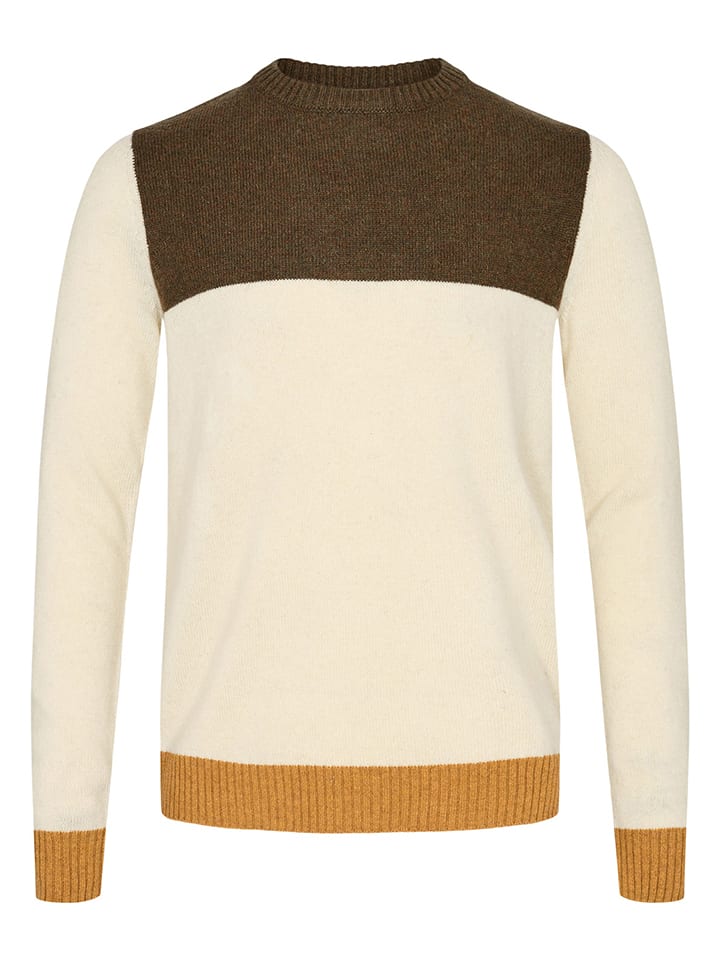 Wełniany sweter w kolorze kremowo-brązowym