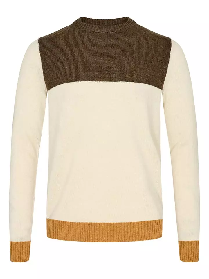 Wełniany sweter w kolorze kremowo-brązowym