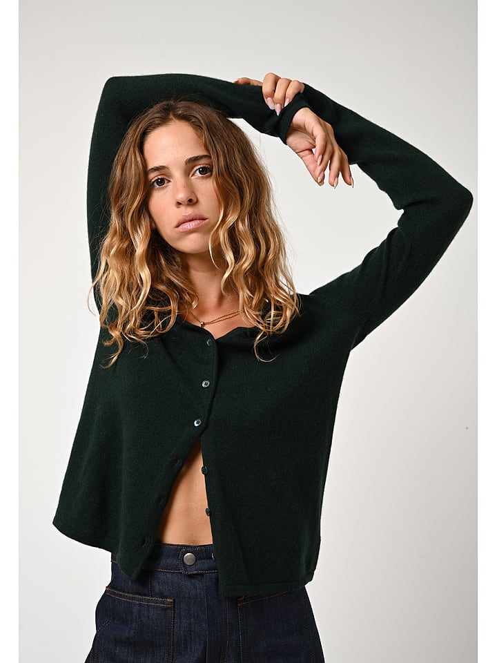 AUTHENTIC CASHMERE Kaszmirowy kardigan "Chalais" w kolorze ciemnozielonym rozmiar: XL