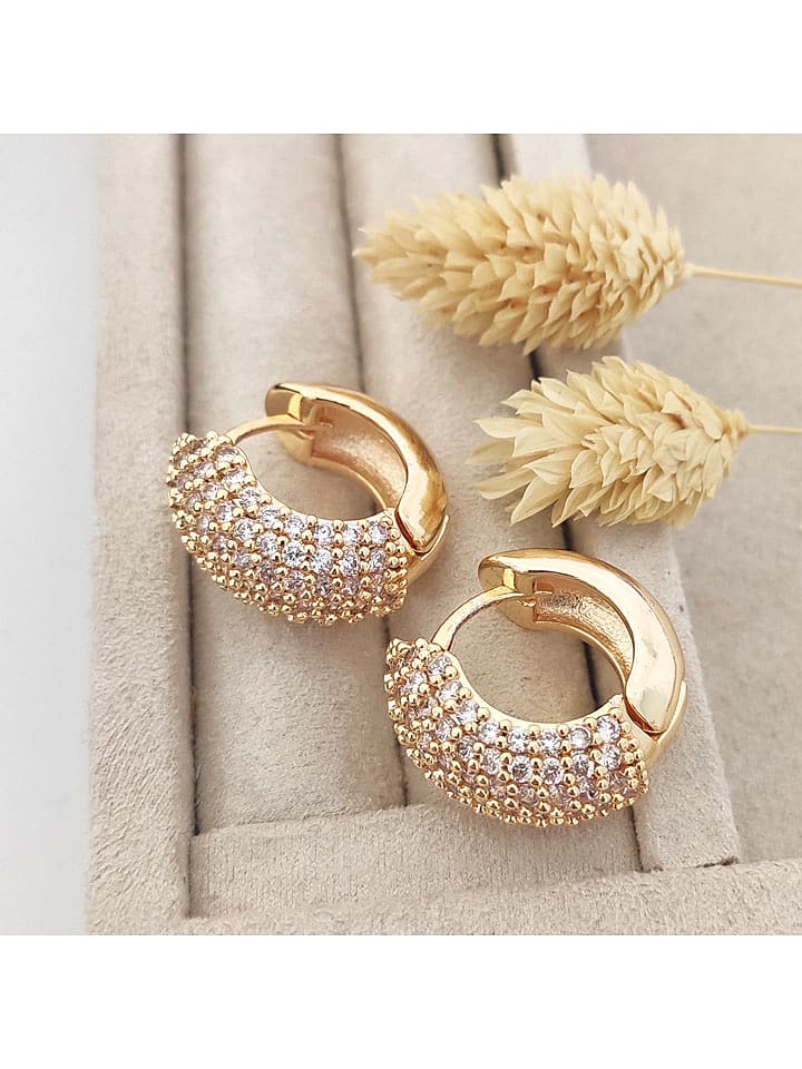 Nakkash Pozłacane kolczyki-kreole z cyrkoniami rozmiar: onesize