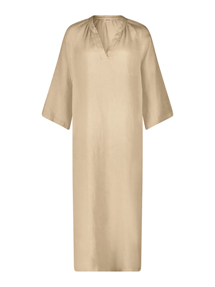 CARTOON Lniana sukienka w kolorze beżowym rozmiar: 38