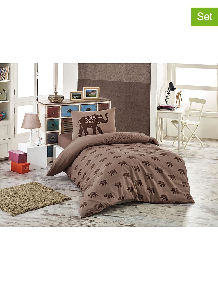 Komplet pościeli w kolorze jasnobrązowym