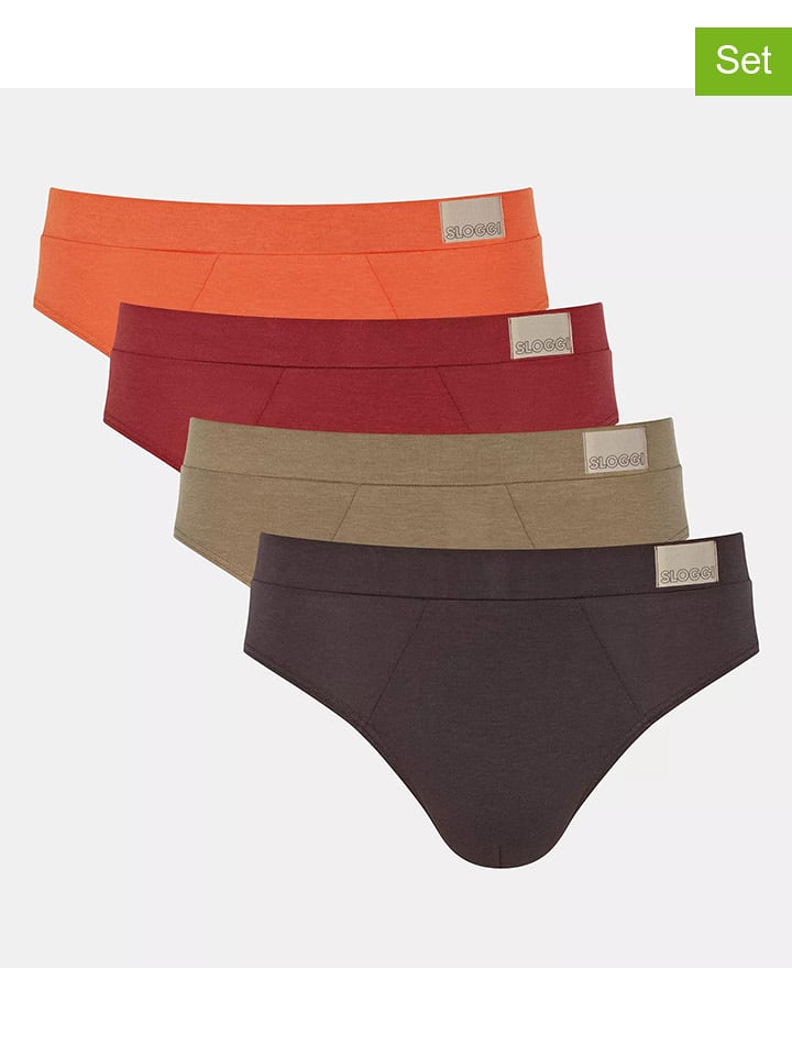 Sloggi Slipy (4 pary) w kolorze antracytowym, czerwonym i pomarańczowym rozmiar: S