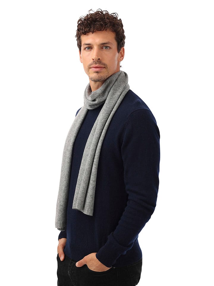 Zwillingsherz Kaszmirowy szal w kolorze szarym - 180 x 32 cm rozmiar: onesize