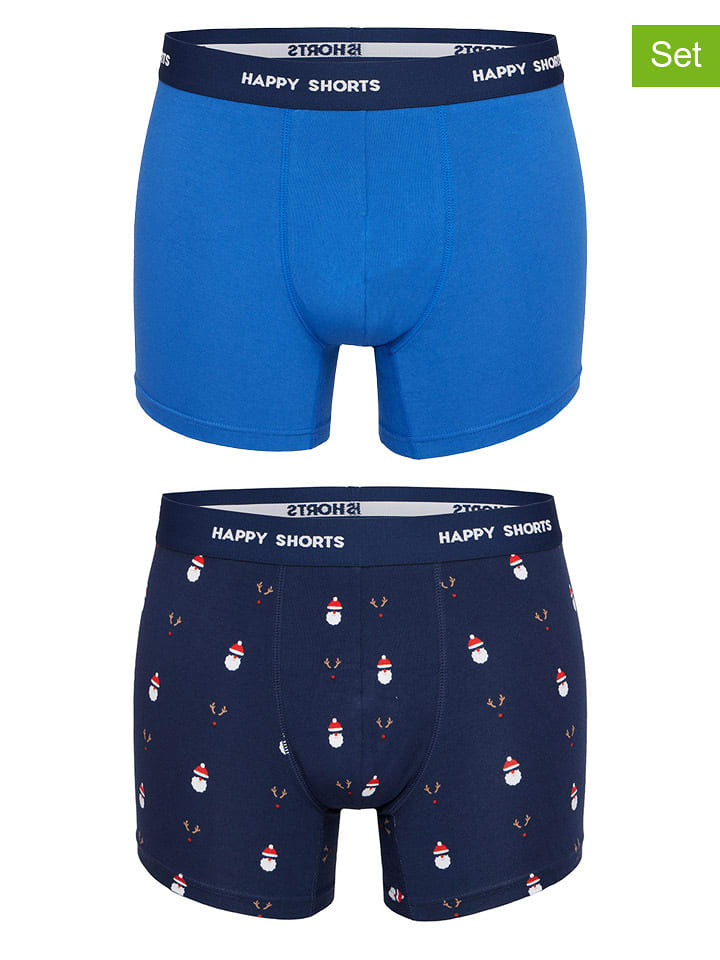 Happy Shorts Bokserki (2 szt.) w kolorze granatowym i niebieskim rozmiar: L
