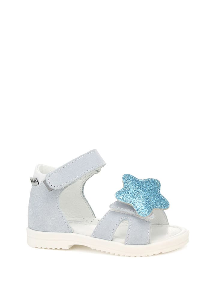 Skórzane sandały w kolorze błękitnym