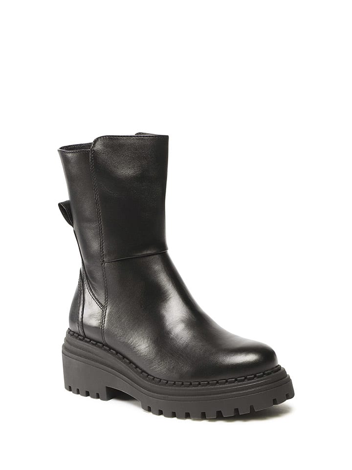Skórzane botki w kolorze czarnym