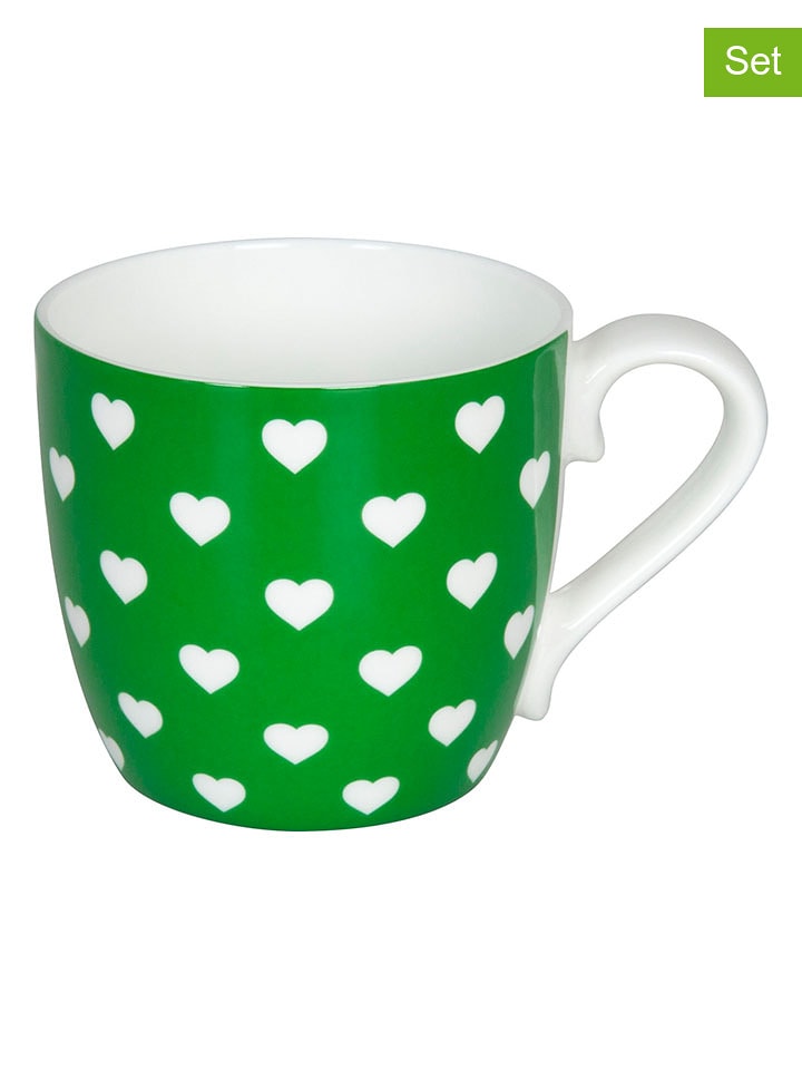 Könitz Kubki jumbo (2 szt.) "Hearts" w kolorze zielonym - 425 ml rozmiar: onesize