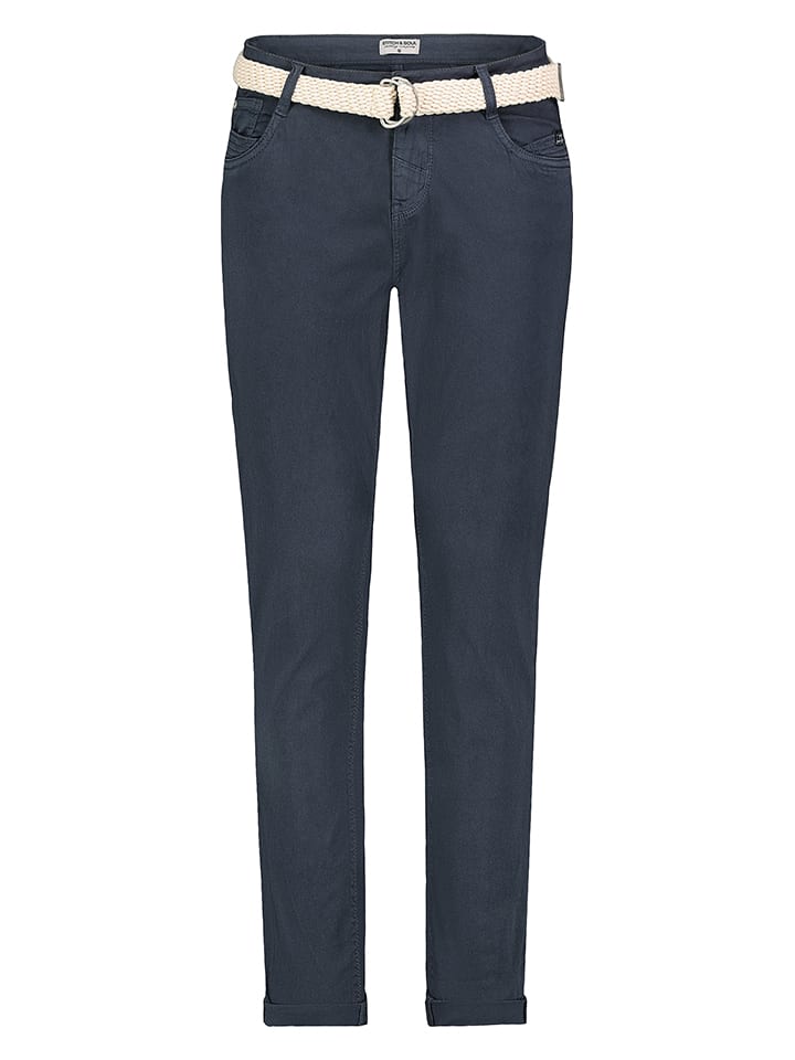 Stitch & Soul Spodnie chino w kolorze granatowym rozmiar: M