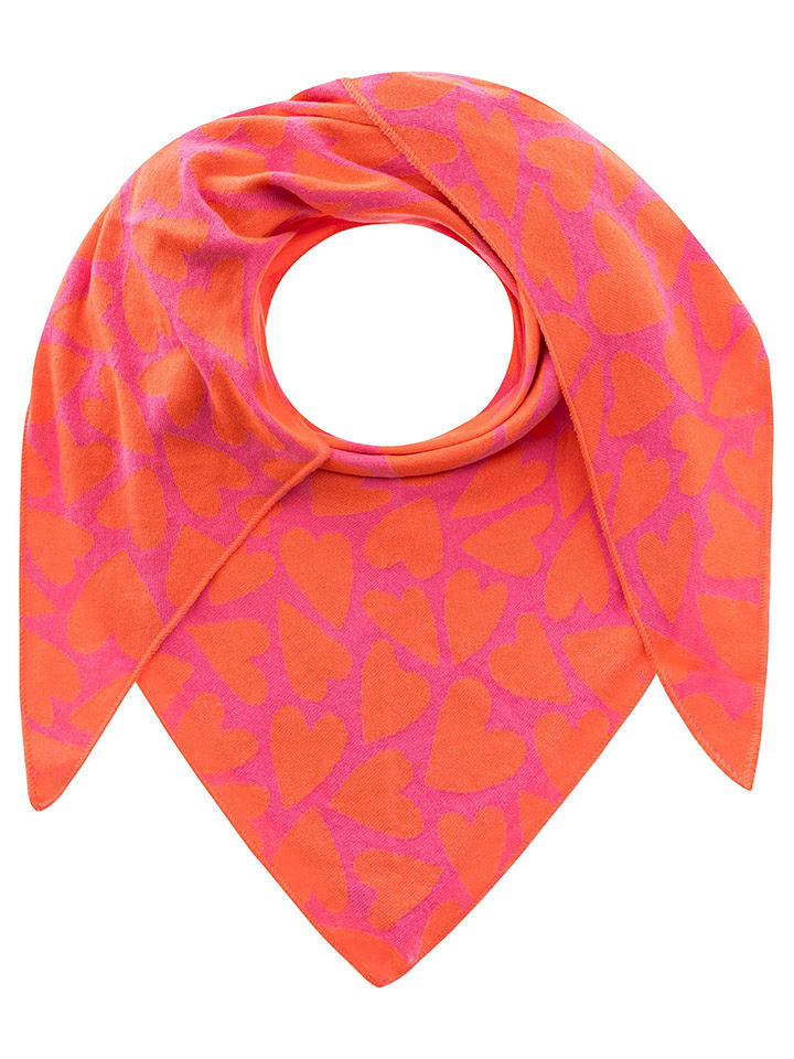 Zwillingsherz Chusta trójkątna w kolorze różowo-pomarańczowym - 200 x 100 cm rozmiar: onesize