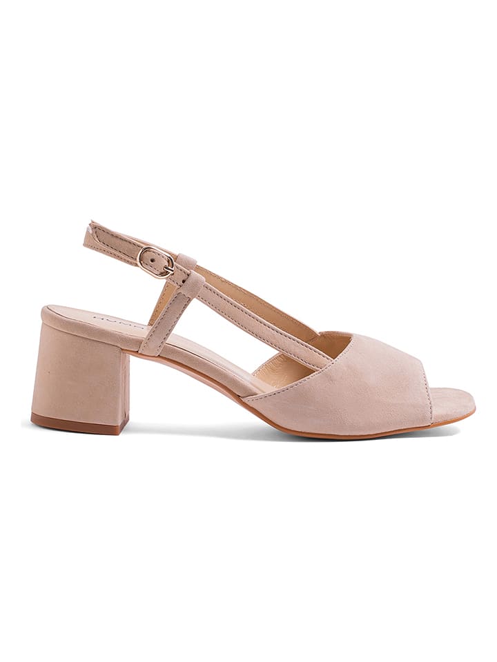 Skórzane sandały w kolorze beżowym