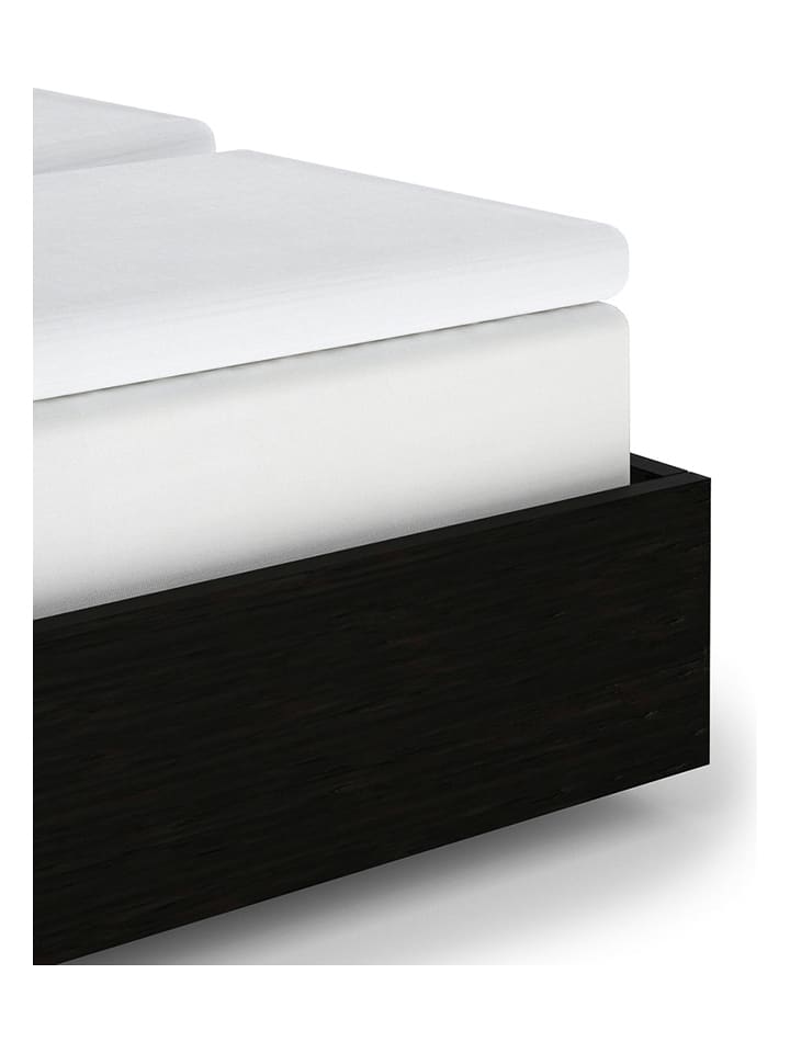 Heckett Lane Prześcieradło satynowe "Elementi" w kolorze białym na topper na gumce rozmiar: 180x210/220 cm