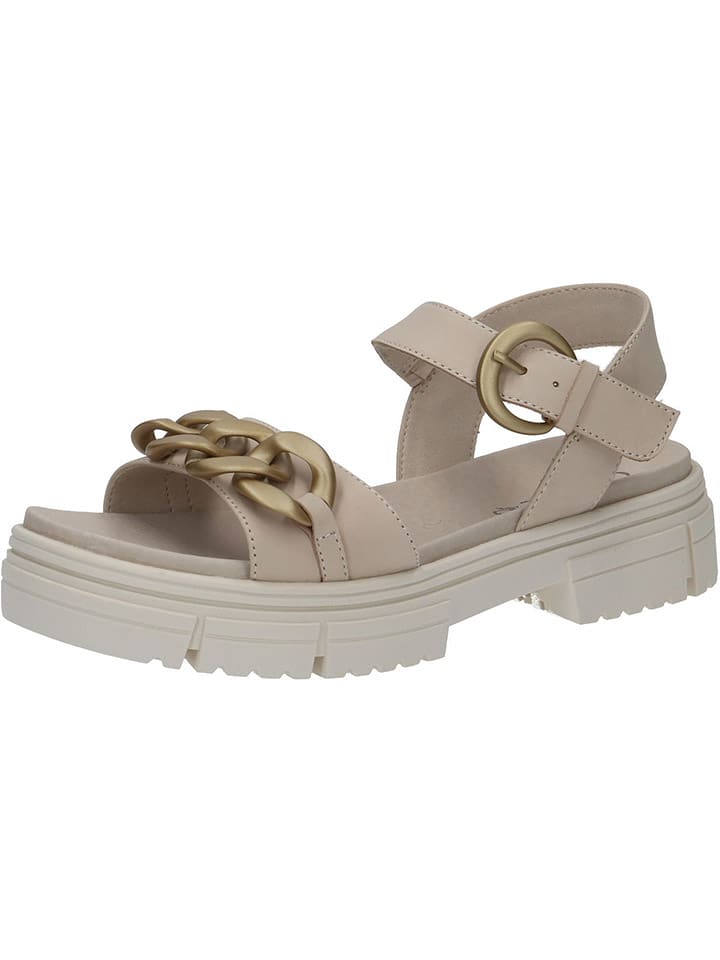 Caprice Skórzane sandały w kolorze beżowym rozmiar: 40