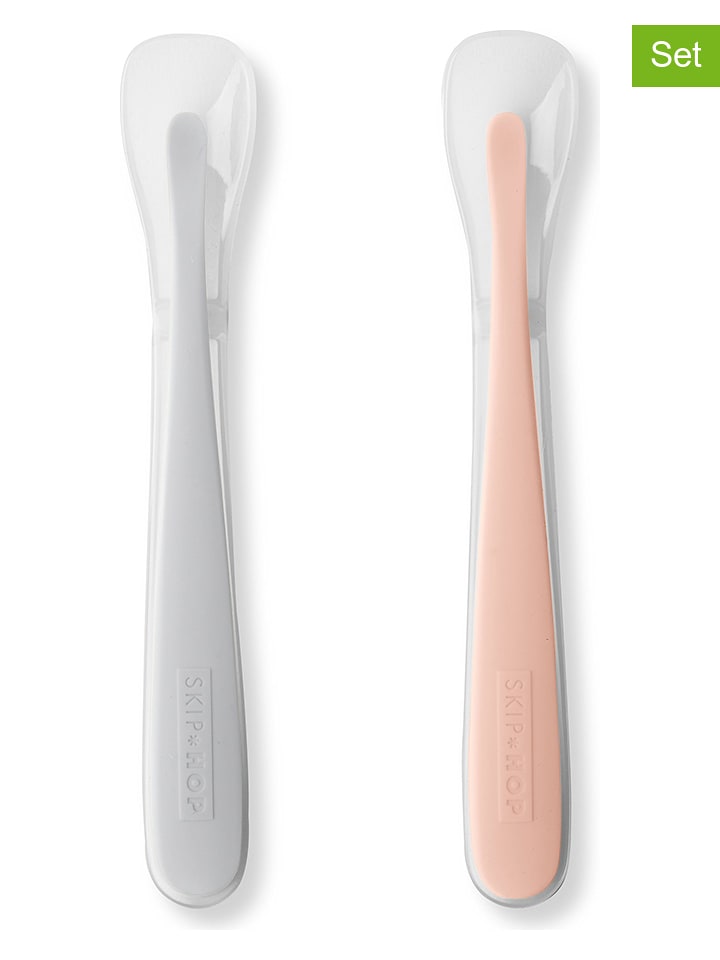 Łyżki (2 szt.) w kolorze szarym i jasnoróżowym