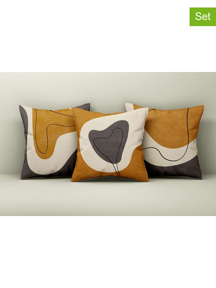 Wallity Poszewki (3 szt.) w kolorze beżowo-jasnobrązowo-szarym na poduszkę rozmiar: 43x43 cm