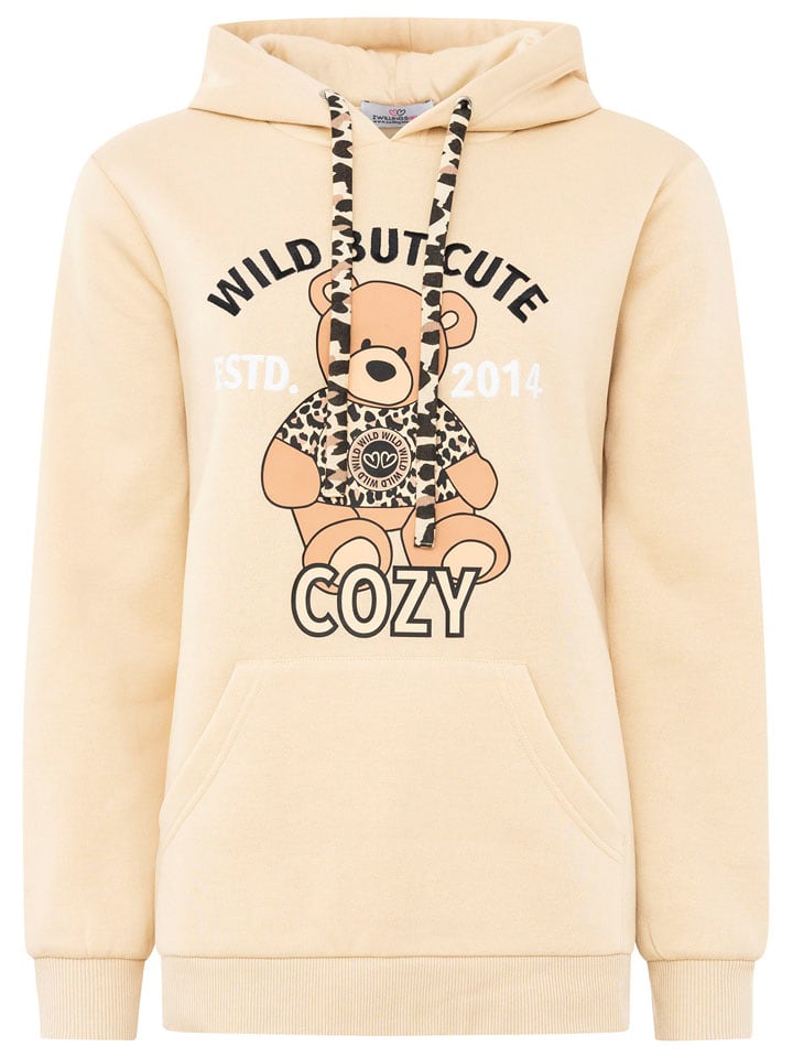 Zwillingsherz Bluza "Wild But Cute" w kolorze beżowym rozmiar: L/XL