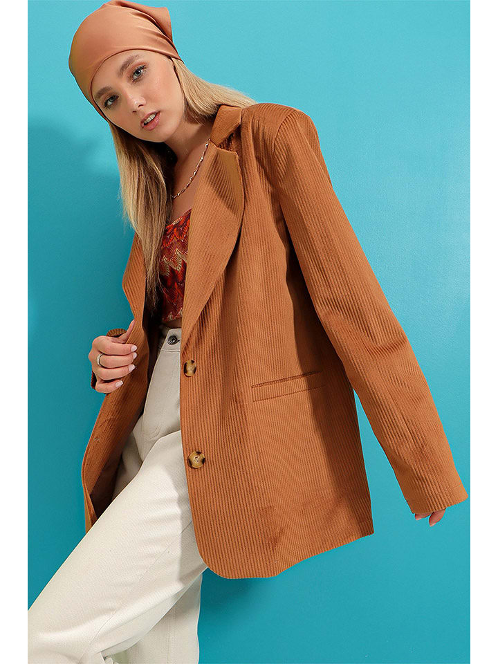 Blezer sztruksowy w kolorze jasnobrązowym