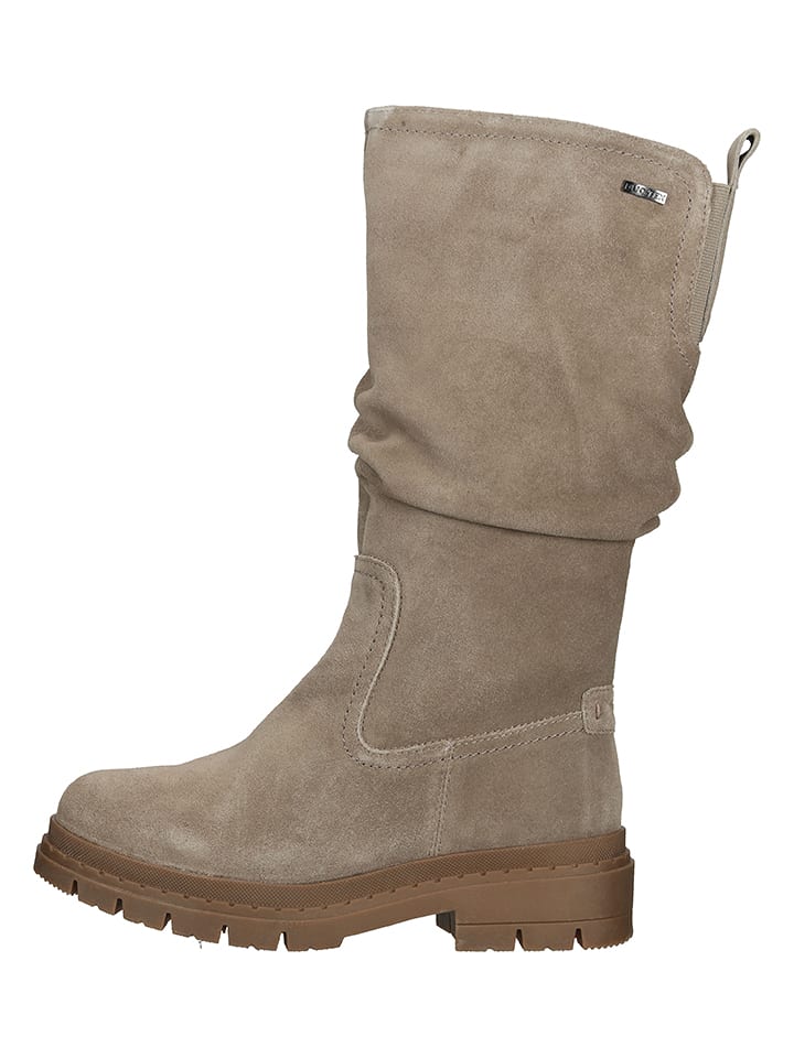 Tamaris Skórzane kozaki w kolorze szarobrązowym rozmiar: 37