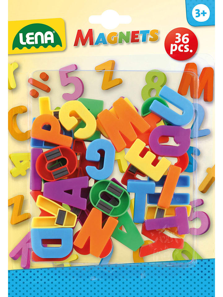 LENA 36-częściowy magnetyczny zestaw małych literek w różnych kolorach - 3+ rozmiar: onesize