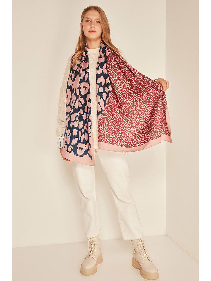 WINTERLAND Szal w kolorze granatowo-jasnoróżowym - 180 x 90 cm rozmiar: onesize