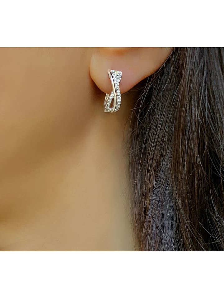 DI GIORGIO Srebrne kolczyki-kreole z cyrkoniami rozmiar: onesize