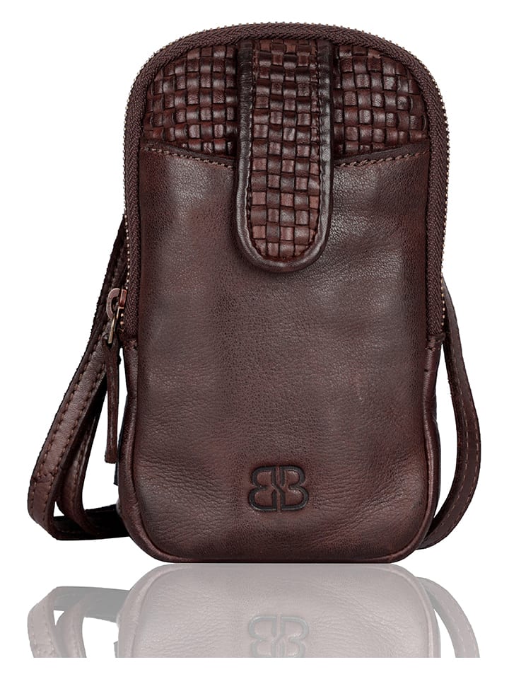 Bellicci Skórzana torebka w kolorze ciemnobrązowym na telefon - 11 x 18,5 x 2,5 cm rozmiar: onesize