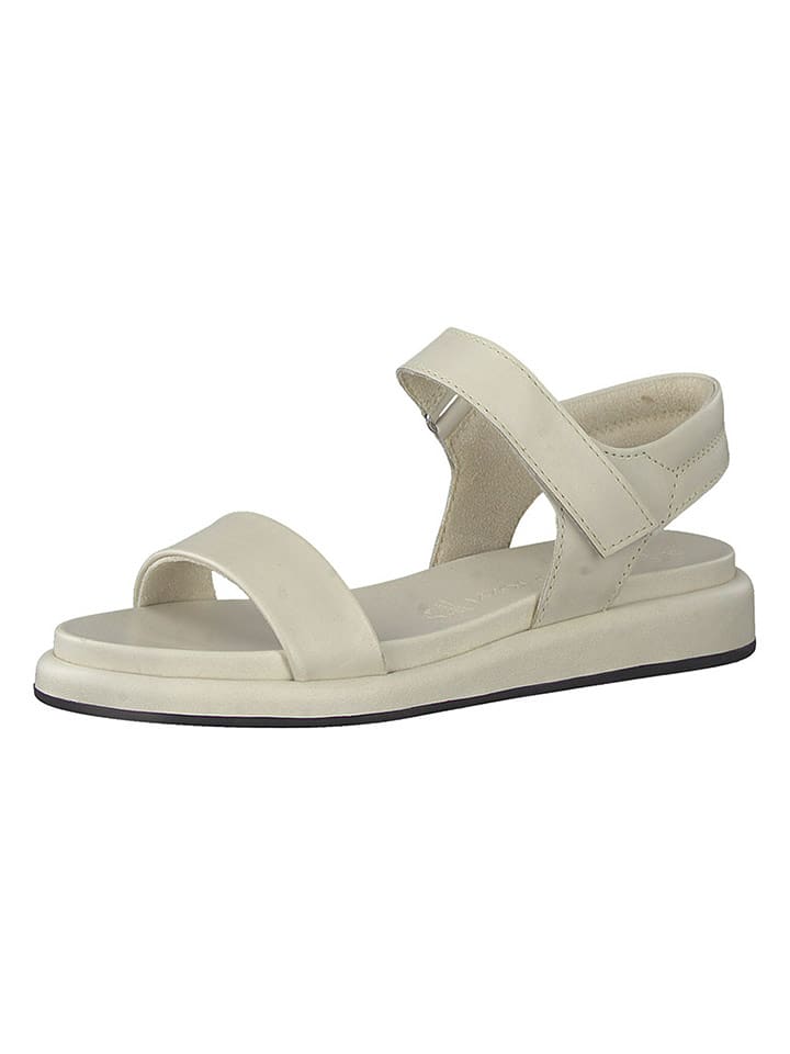 Marco Tozzi Skórzane sandały w kolorze kremowym rozmiar: 37