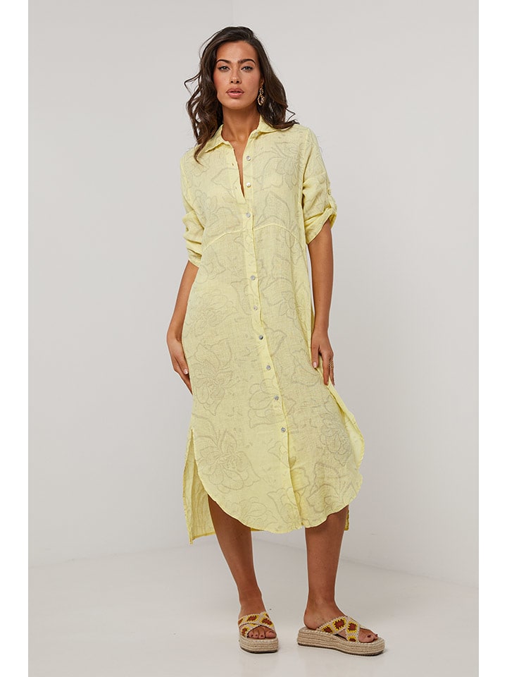 Le Monde du Lin Lniana sukienka w kolorze żółtym rozmiar: 38/40