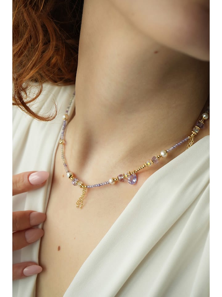 Pierres delicates Pozłacany naszyjnik z kryształami - dł. 35 cm rozmiar: onesize