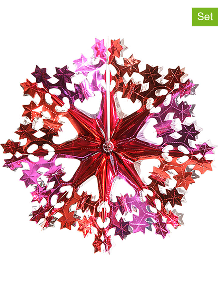 Overbeck and Friends Ozdoby świąteczne (2 szt.) w kolorze fuksjowo-czerwono-srebrnym - Ø 30 cm rozmiar: onesize