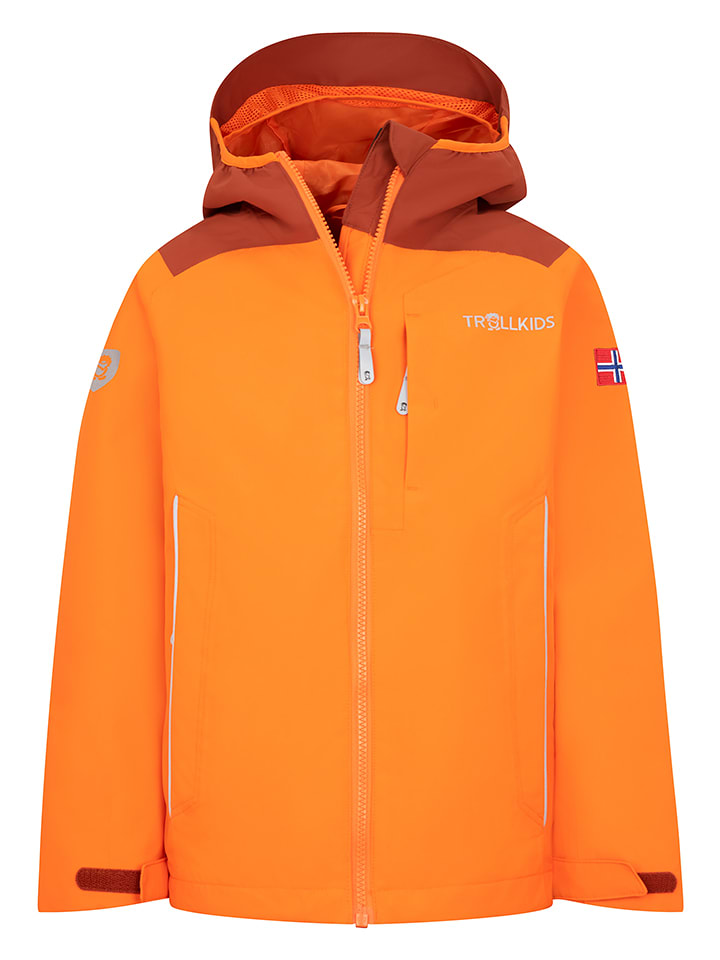Trollkids Kurtka przeciwdeszczowa "Bergen" w kolorze pomarańczowym rozmiar: 110